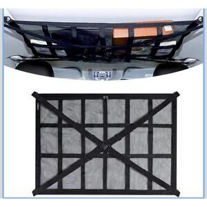 Car Ceiling Cargo Net Pocket 31"x21" Adjustable Cross Strap Roof Storage SUV B3